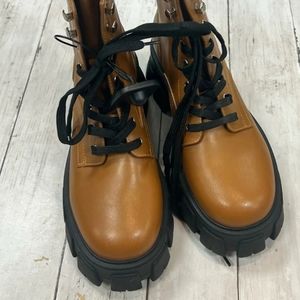 Marc Fisher LTD Happy Women's Dark Brown Combat Boot Size 8M OBO